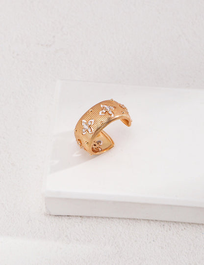 Bague bande trèfle - Rosé